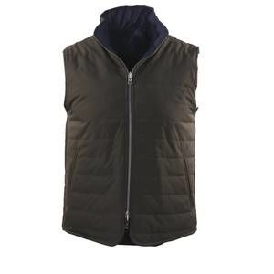NEW HAGEN men's flannel & microfiber reversible vest in olive/navy